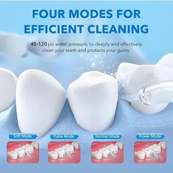 Water Flosser with 310ml Tank, 4 Nozzle Tips, 4 Pressure Settings, USB Rechargea - Picture 2 of 11